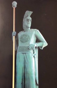 A statue of the Illyrian king Bardylis (r.393-358) made by Benard Lekgegaj.