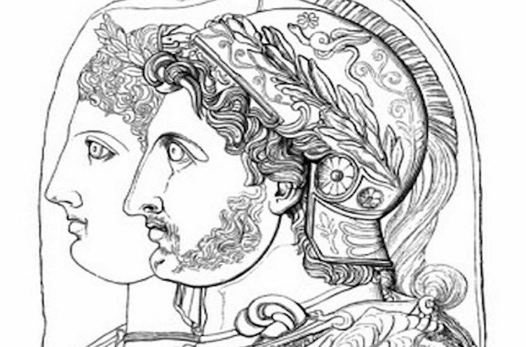 Overlapping portraits of the royal couple Adea/Eurydice and Philip (III) Arrhidaeus.