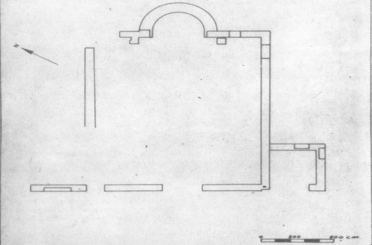 Planimetry based on ruins of a Paleochristian church in Amantia.