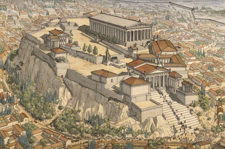 Graphic reconstruction of ancient Athens by Jean Claude Golvin.