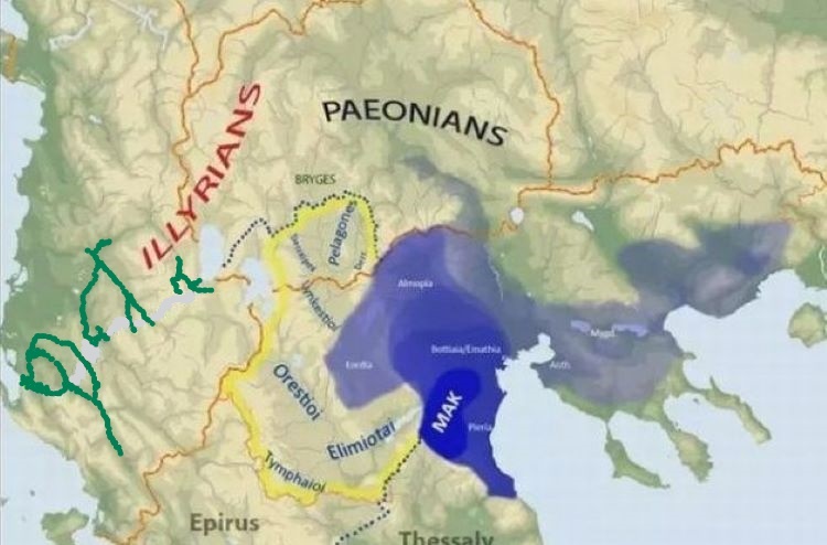 Map showing ancient states in south-west Balkans among them the kingdom of Paeonia during Audoleon’s reign.